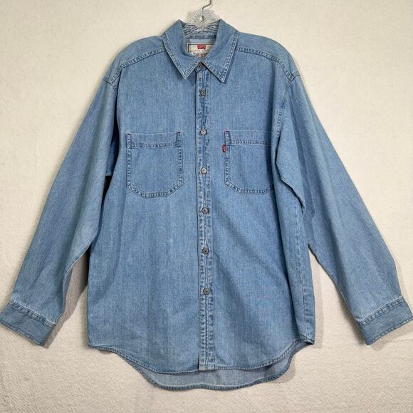 Levi’s 80's Vintage Blue Denim Long Sleeve Button Up Shirt Men’s Medium Western - Picture 1 of 7